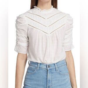298.00 NWT VERONICA BEARD FRASIER BLOUSE WHITE SIZE 8